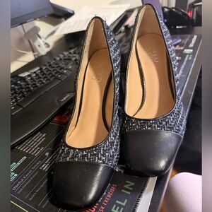 Franco Sarto Black and Gray Heels